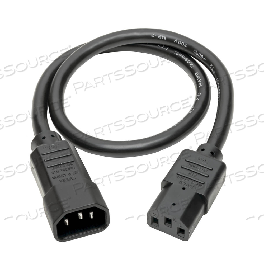 2FT 14 AWG NEMA C14 - C13 HEAVY DUTY PDU POWER CORD - BLACK by Tripp Lite