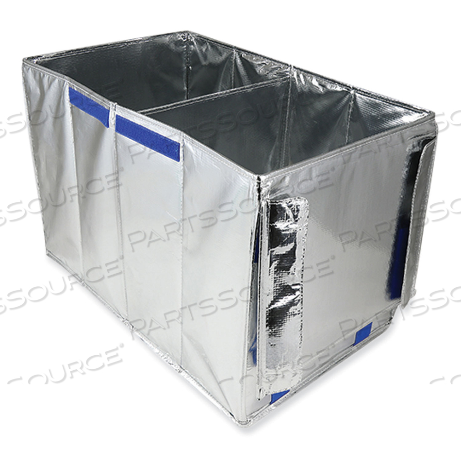 FRESH STAGING TOTE, ELECTROPLATED ALUMINUM/SEMI-RIGID PE BOARD, 24 X 14 X 15, SILVER, 6/CARTON 