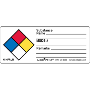 LABELMASTER NFPA WRITE-ON SUBSTANCE NAME LABEL, 3 3/8" X 1 3/8", PAPER, 500/ROLL by Labelmaster