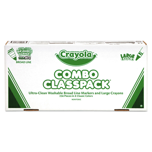 CRAYON AND ULTRA-CLEAN WASHABLE MARKER CLASSPACK, 8 COLORS, 128 EACH CRAYONS/MARKERS, 256/BOX by Crayola