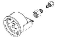 PRESSURE GAUGE, 1/4 IN MPT, 2 IN DIAL DIA, 0 TO 60 PSI, CENTER BACK, STAINLESS STEEL CASE AND BEZEL, GLASS LENS by Pelton & Crane