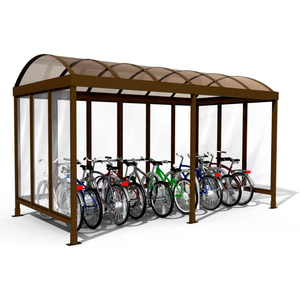 TRANSIT BIKE SHELTER 7-10 14'8"L X 7'5"W - 10 BIKE CAPACITY - BARREL ROOF by Handi-Hut Inc