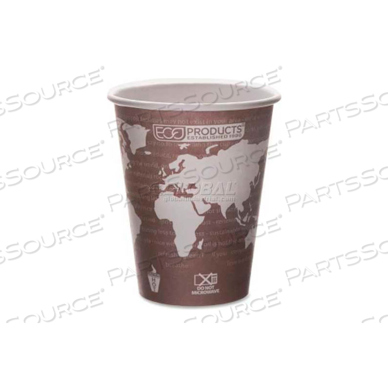 HOT PAPER CUPS, WORLD ART, 8 OZ., PLANT-BASED RESIN INNER LINING, 50/PACK, MAROON by Eco-Products HOT PAPER CUPS, WORLD ART, 8 OZ., PLANT-BASED RESIN INNER LINING, 50/PACK, MAROON by Eco-Products