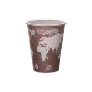 HOT PAPER CUPS, WORLD ART, 8 OZ., PLANT-BASED RESIN INNER LINING, 50/PACK, MAROON by Eco-Products HOT PAPER CUPS, WORLD ART, 8 OZ., PLANT-BASED RESIN INNER LINING, 50/PACK, MAROON by Eco-Products
