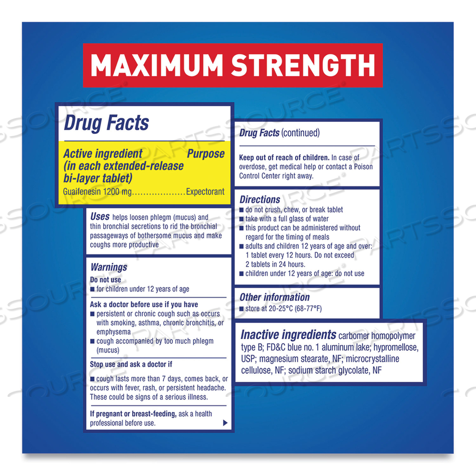 MAXIMUM STRENGTH EXPECTORANT, 14 TABLETS/BOX by Mucinex MAXIMUM STRENGTH EXPECTORANT, 14 TABLETS/BOX by Mucinex