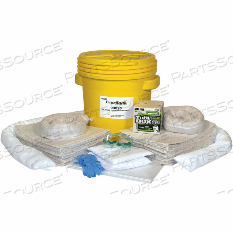 EVERSOAK OIL ONLY 20 GALLON DRUM SPILL KIT, 22 GALLON CAPACITY, 1 SPILL KIT/CASE 