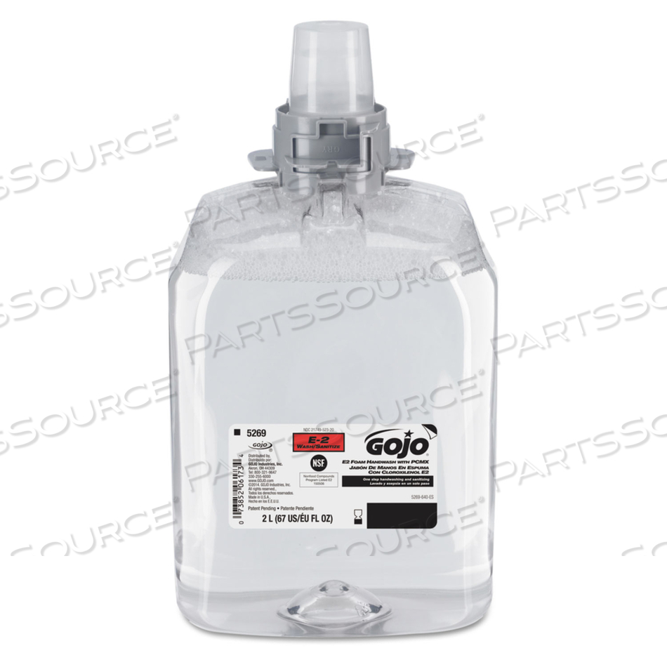 E2 FOAM HANDWASH WITH PCMX FOR FMX-20 DISPENSERS, FRAGRANCE-FREE, 2,000 ML REFILL by Gojo E2 FOAM HANDWASH WITH PCMX FOR FMX-20 DISPENSERS, FRAGRANCE-FREE, 2,000 ML REFILL by Gojo
