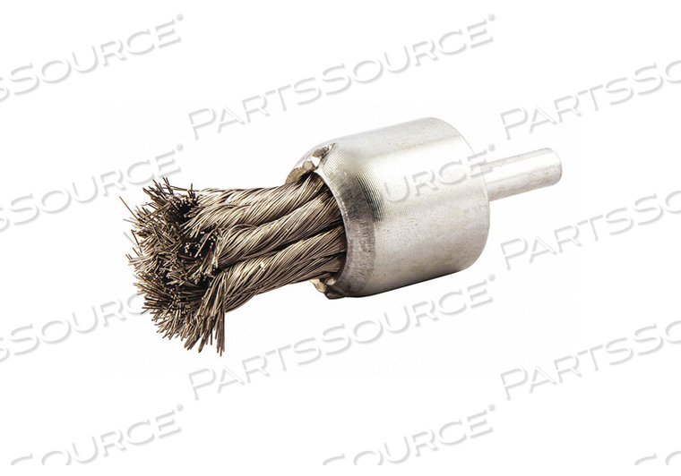 END BRUSH, TWISTED STAINLESS STEEL, 1 IN DIA, 0.006 IN FILL DIA, 1/4 IN SHANK by Norton | Saint-Gobain Abrasives
