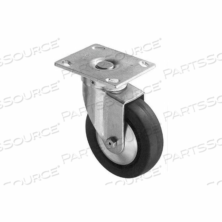 70 SERIES SWIVEL PLATE CASTER WITH BRAKE NEOPRENE RUBBER 4" DIA. 300 LB. CAP. 