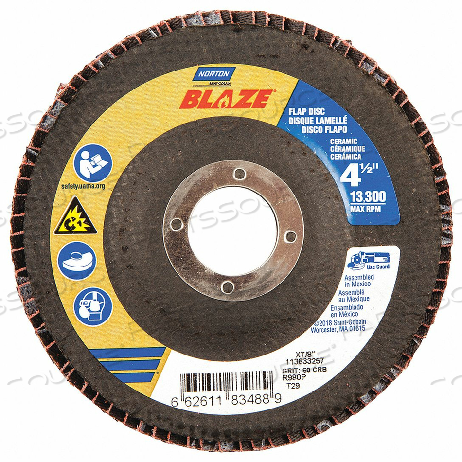 H7407 ARBOR MOUNT FLAP DISC 4-1/2IN 60 MED. by Norton | Saint-Gobain Abrasives