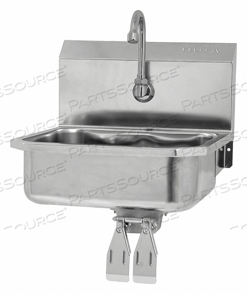 WALL MOUNT SINK WITH DOUBLE KNEE PEDAL VALVE, LOW-FLOW 0.5 GPM by Sani-Lav