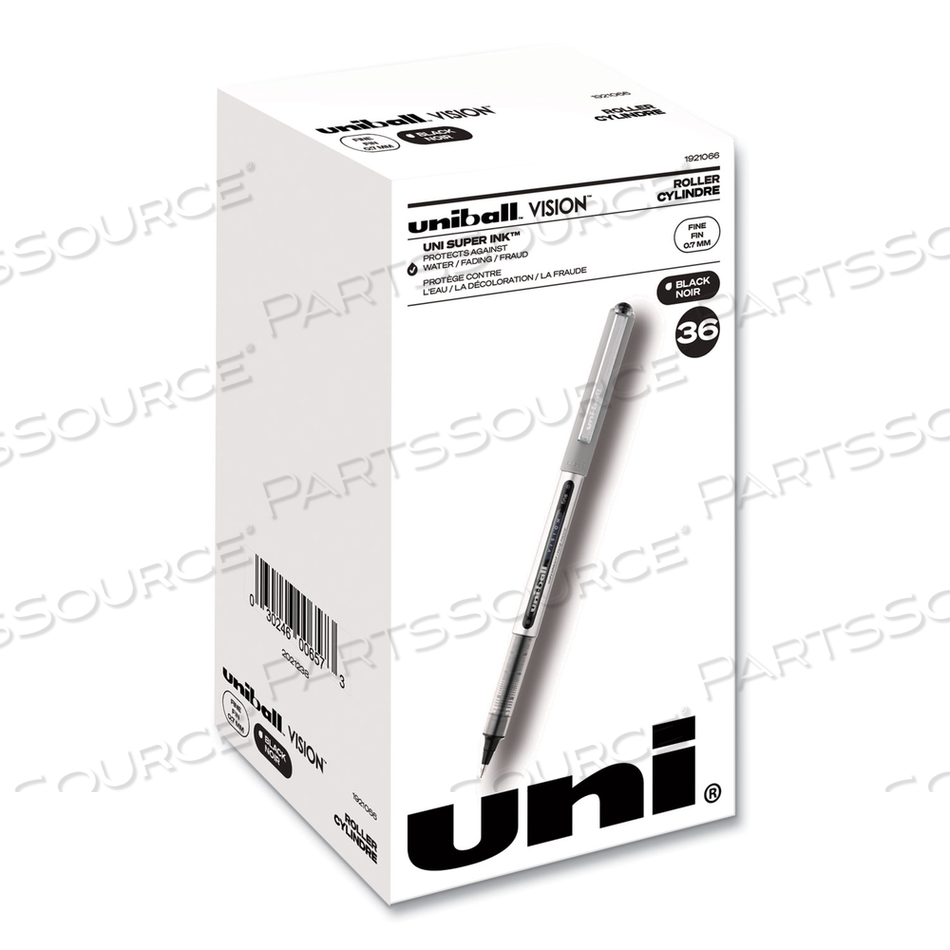 VISION ROLLER BALL PEN, STICK, FINE 0.7 MM, BLACK INK, SILVER BARREL by Uni-Ball