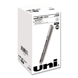 VISION ROLLER BALL PEN, STICK, FINE 0.7 MM, BLACK INK, SILVER BARREL, 36/PACK by Uni-Ball