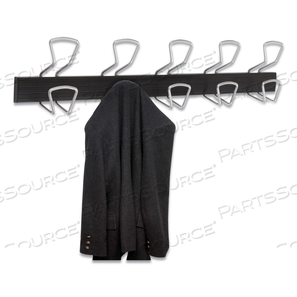 WALL-MOUNT COAT HOOKS, 29.92 X 2.95 X 6.45, METAL, SILVER, 22 LB CAPACITY by Alba WALL-MOUNT COAT HOOKS, 29.92 X 2.95 X 6.45, METAL, SILVER, 22 LB CAPACITY by Alba