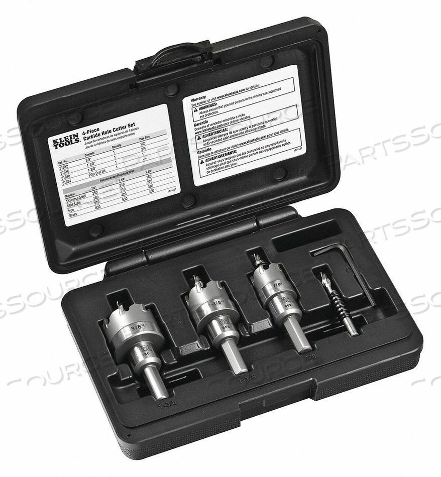 4-PIECE CARBIDE HOLE CUTTER SET by Klein Tools