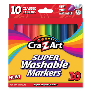 SUPER WASHABLE MARKERS, BROAD BULLET TIP, ASSORTED COLORS, 10/SET by Cra-Z-Art SUPER WASHABLE MARKERS, BROAD BULLET TIP, ASSORTED COLORS, 10/SET by Cra-Z-Art
