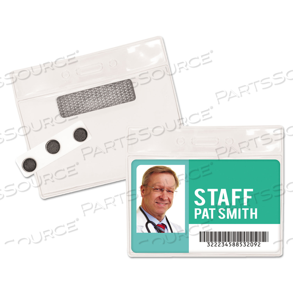 MAGNETIC-STYLE NAME BADGE KITS, HORIZONTAL, CLEAR 4.5" X 3.25" HOLDER, 4.13" X 3" INSERT by Advantus