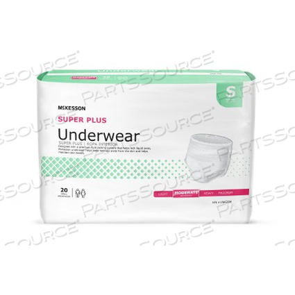 SUPER PLUS MODERATE ABSORBENT UNDERWEAR, SMALL (20 PER BAG) by McKesson SUPER PLUS MODERATE ABSORBENT UNDERWEAR, SMALL (20 PER BAG) by McKesson