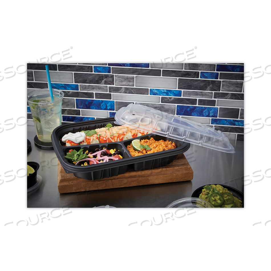 EARTHCHOICE ENTREE2GO TAKEOUT CONTAINER, 3-COMPARTMENT, 48 OZ, 11.75 X 8.75 X 2.13, BLACK, PLASTIC by Pactiv