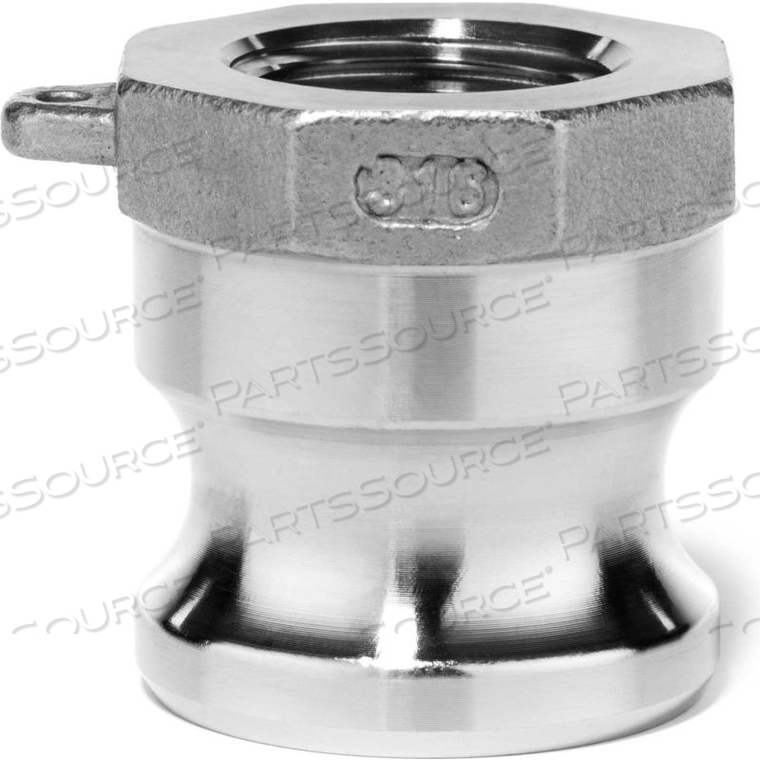 3" 316 STAINLESS STEEL TYPE A ADAPTER WITH THREADED NPT FEMALE END 