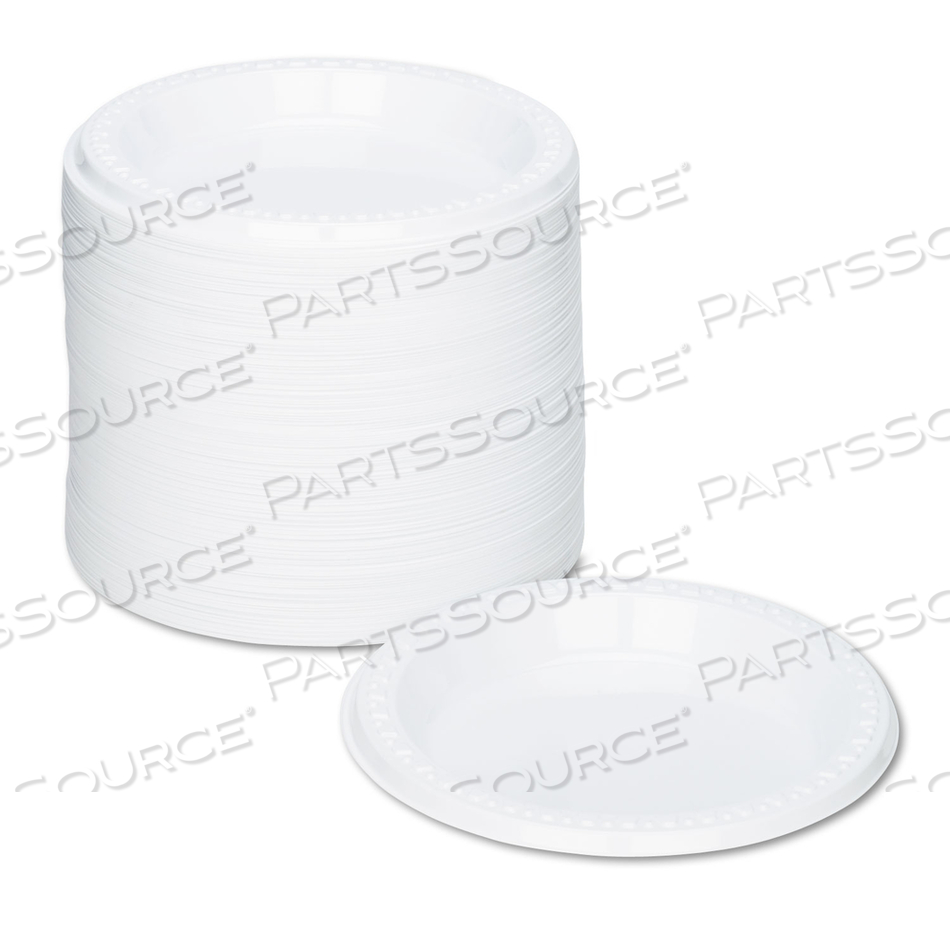 PLASTIC DINNERWARE, PLATES, 6" DIA, WHITE by Tablemate PLASTIC DINNERWARE, PLATES, 6" DIA, WHITE by Tablemate