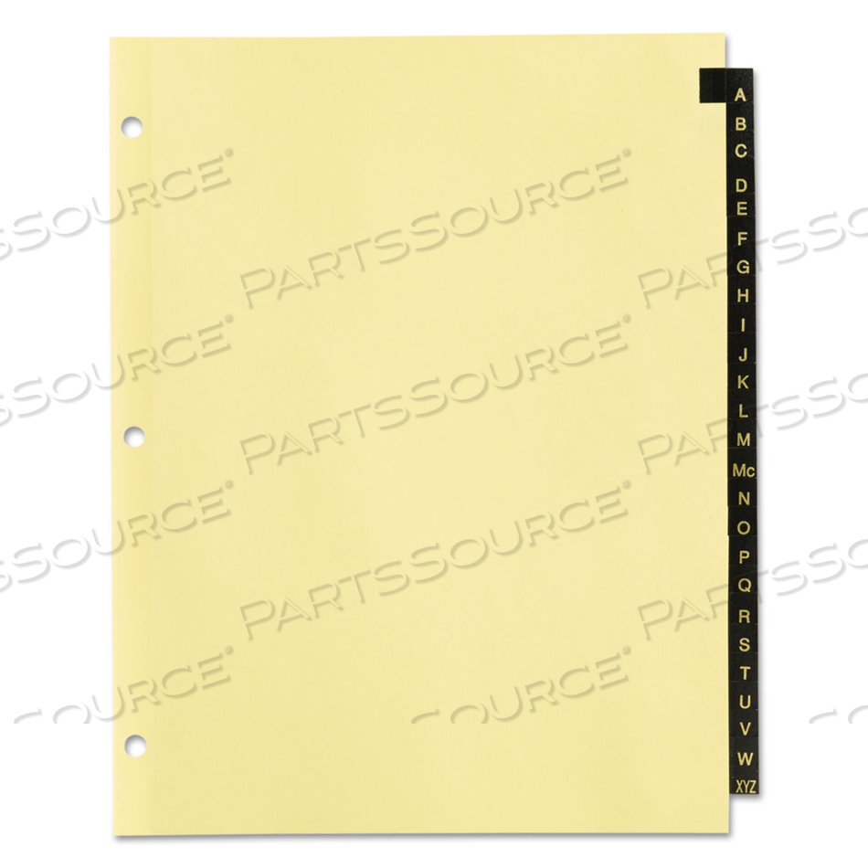 PREPRINTED BLACK LEATHER TAB DIVIDERS, 25-TAB, A TO Z, 11 X 8.5, BUFF, 1 SET 