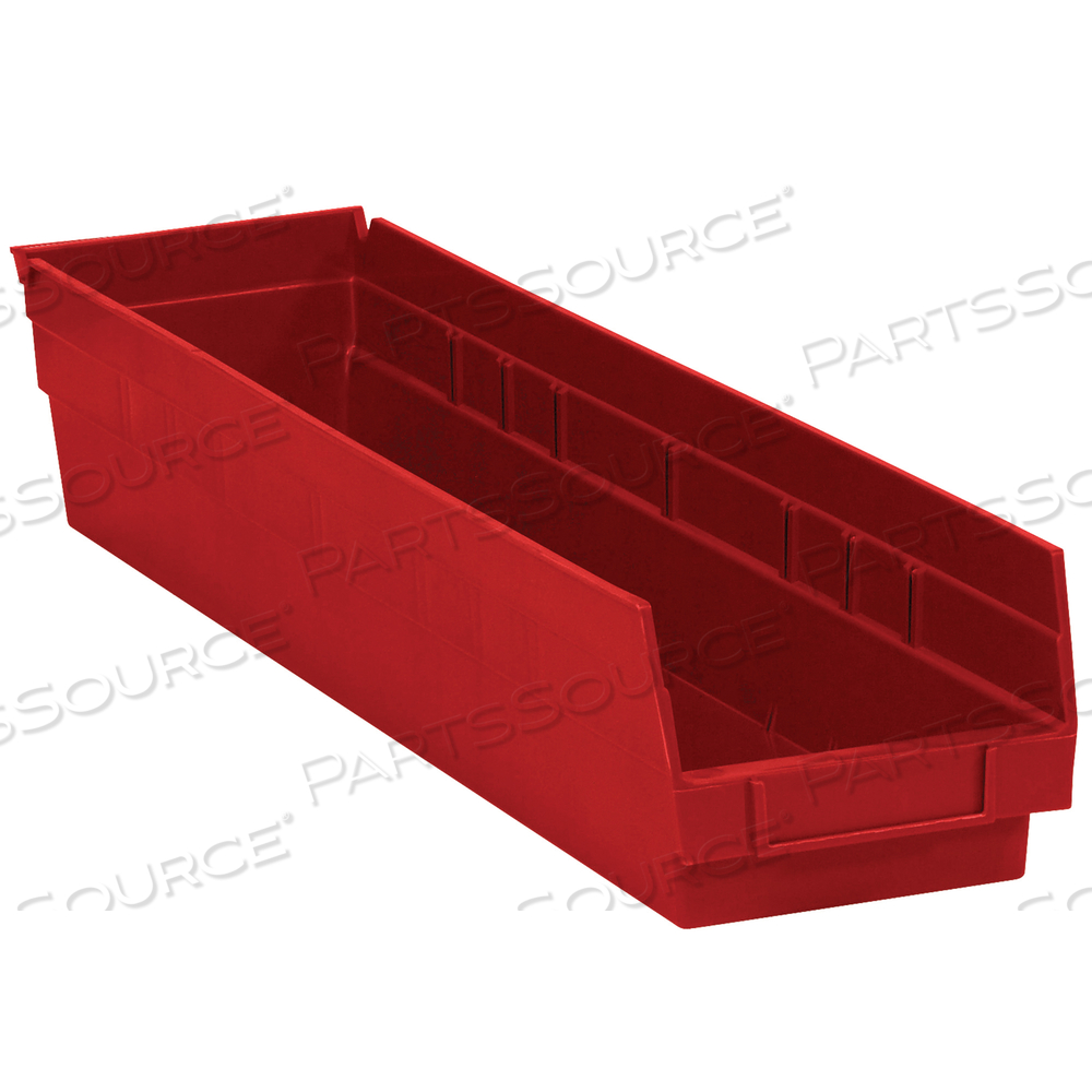 PLASTIC SHELF BIN BOXES, 23 5/8" X 4 1/8" X 4", RED, 16/CASE by BOX Partners (Box Acquisitions, LLC)