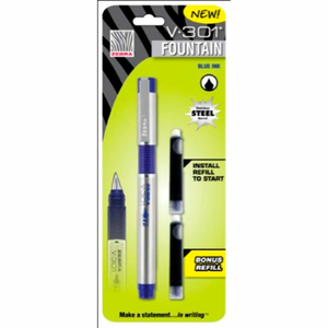 FOUNTAIN PEN V-301 - STAINLESS STEEL - BLUE INK by Zebra Pen Corporation