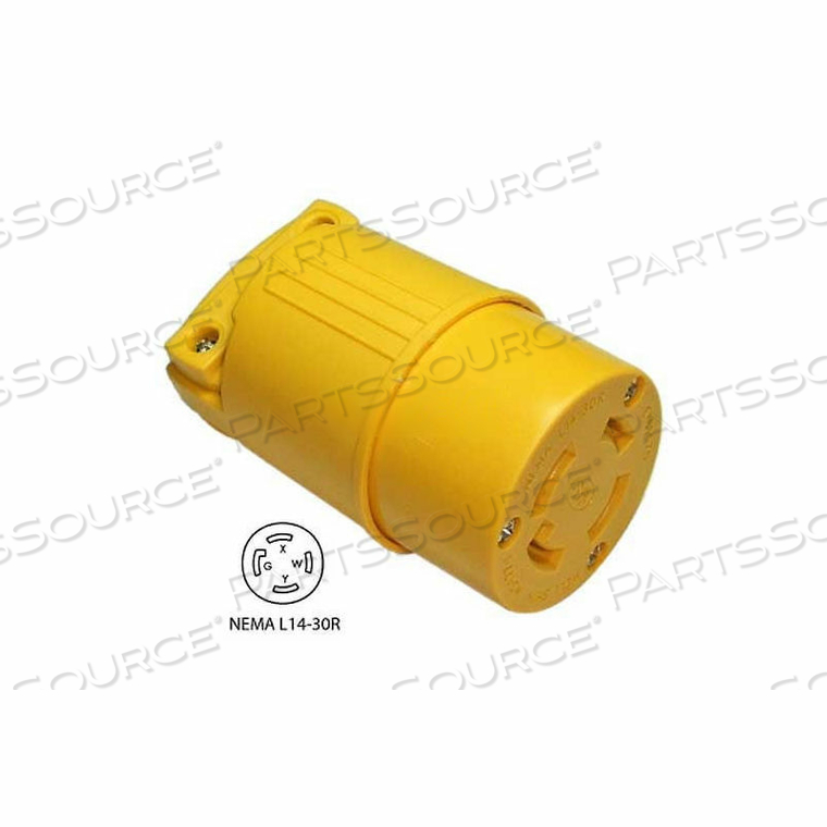 30-AMP ASSEMBLY LOCKING CONNECTOR WITH NEMA L14-30R FEMALE END, 3 POLE- 4 WIRE by Conntek Integrated Solutions, Inc.