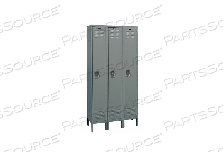 SINGLE TIER 3 DOOR PREMIUM STEEL LOCKER, 18"WX18"DX72"H, DARK GRAY, ASSEMBLED by Hallowell SINGLE TIER 3 DOOR PREMIUM STEEL LOCKER, 18"WX18"DX72"H, DARK GRAY, ASSEMBLED by Hallowell