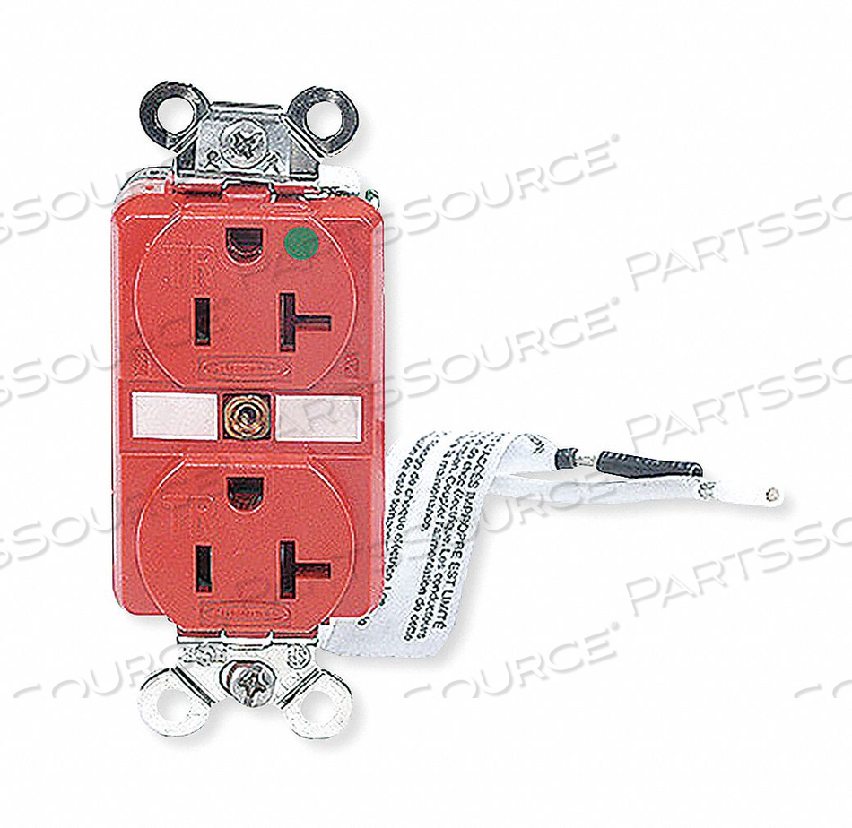 RECEPTACLE DUPLEX 20A 5-20R 125V RED by Hubbell Incorporated, Wiring Device-Kellums RECEPTACLE DUPLEX 20A 5-20R 125V RED by Hubbell Incorporated, Wiring Device-Kellums
