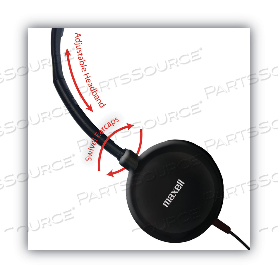 HP200 HEADPHONE WITH MICROPHONE, 6 FT CORD, BLACK by Maxell