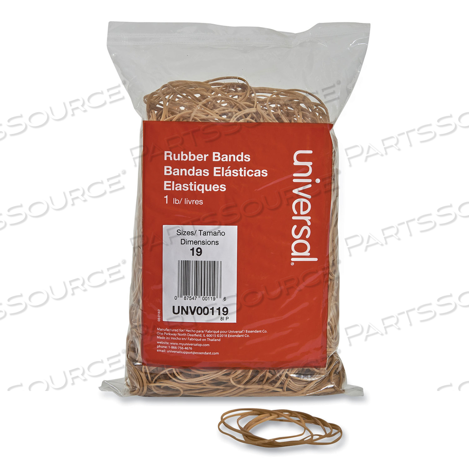 RUBBER BANDS, SIZE 19, 0.04" GAUGE, BEIGE, 1 LB BAG by Universal