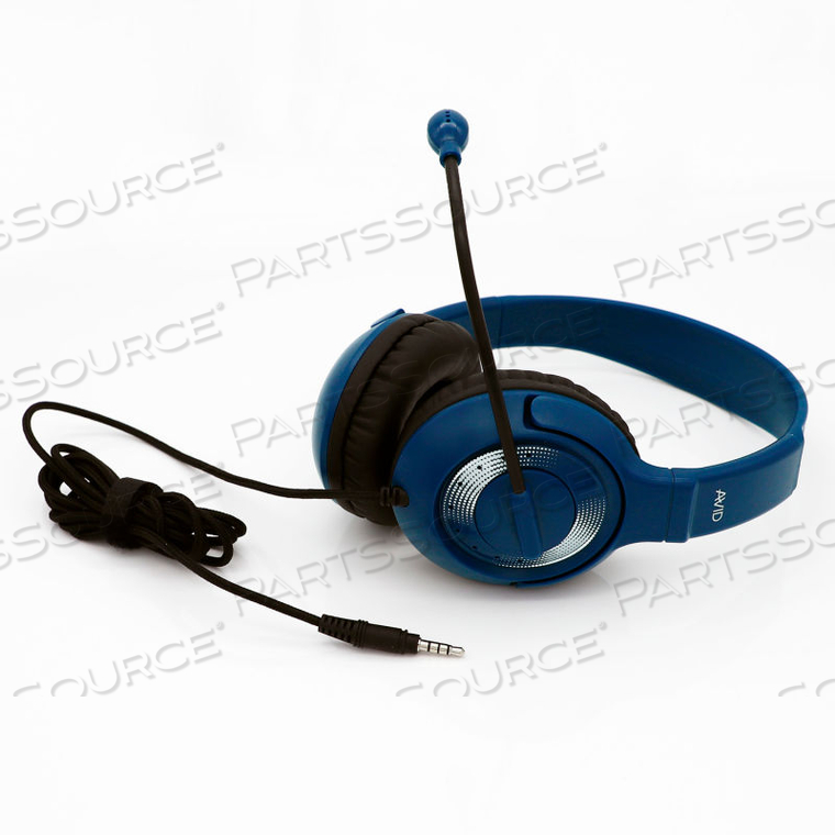 AE-55 PERSONAL ON-EAR HEADSET WITH MICROPHONE AND TRRS PLUG, BLUE by Avid Products AE-55 PERSONAL ON-EAR HEADSET WITH MICROPHONE AND TRRS PLUG, BLUE by Avid Products
