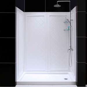 SLIMLINE 30" X 60" SHOWER BASE RIGHT H& DRAIN & QWALL-5 SHOWER BACKWALL KIT by Dreamline