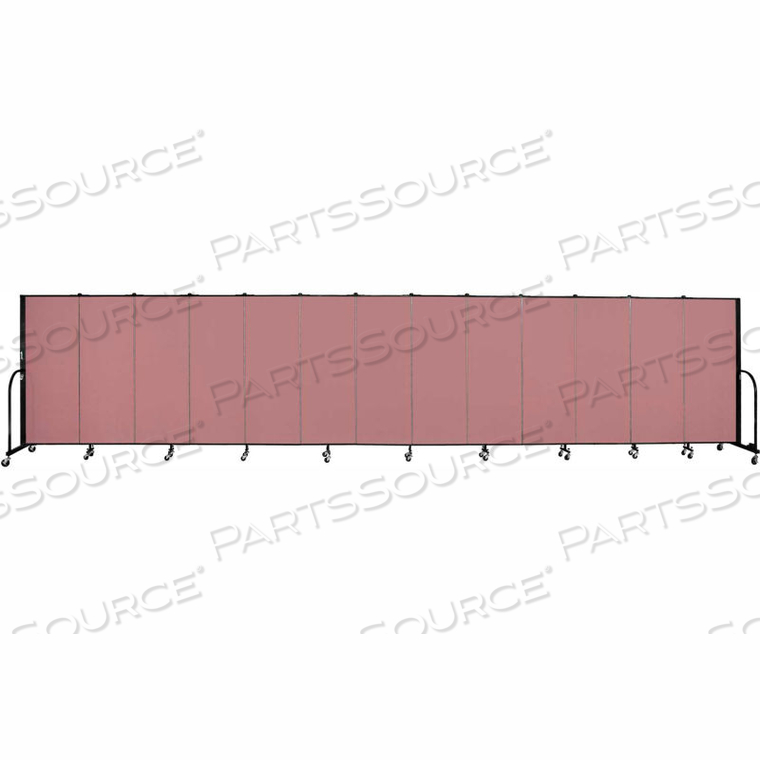 13 PANEL PORTABLE ROOM DIVIDER, 5'H X 24'1"L, FABRIC COLOR: ROSE 