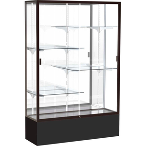 SPIRIT DISPLAY CASE BLACK BASE, BRONZE FRAME, MIRROR BACK 48"W X 16"D X 72"H by Waddell Display