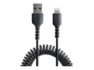 50CM (20IN) USB TO LIGHTNING CABLE, MFI CERTIFIED, COILED IPHONE CHARGER CABLE, BLACK, DURABLE AND FLEXIBLE TPE JACKET ARAMID FIBER, HEAVY D by StarTech.com Ltd. 50CM (20IN) USB TO LIGHTNING CABLE, MFI CERTIFIED, COILED IPHONE CHARGER CABLE, BLACK, DURABLE AND FLEXIBLE TPE JACKET ARAMID FIBER, HEAVY D by StarTech.com Ltd.
