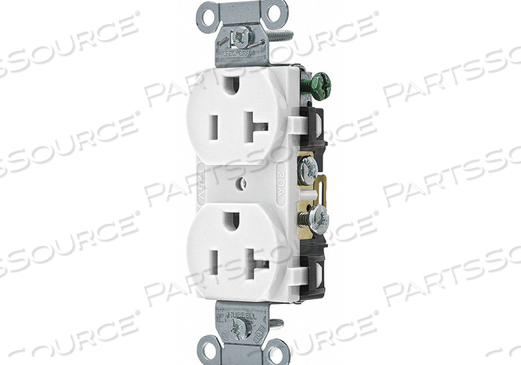 RECEPTACLE, DUPLEX, COMMERCIAL, 5-20R, 125V, 20A, WHITE by Hubbell Incorporated, Wiring Device-Kellums