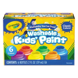 WASHABLE PAINT, 6 ASSORTED COLORS, 2 OZ BOTTLE, 6/PACK by Crayola