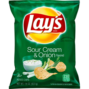 LAY'S SOUR CREAM & ONION POTATO CHIPS, 1.5 OZ BAGS, PACK OF 64 by Frito-Lay