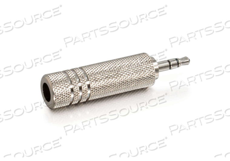 AUDIO ADAPTER, METALLIC SILVER, 3.5 MM STEREO MALE X 6.3 MM STEREO FEMALE AUDIO ADAPTER, METALLIC SILVER, 3.5 MM STEREO MALE X 6.3 MM STEREO FEMALE