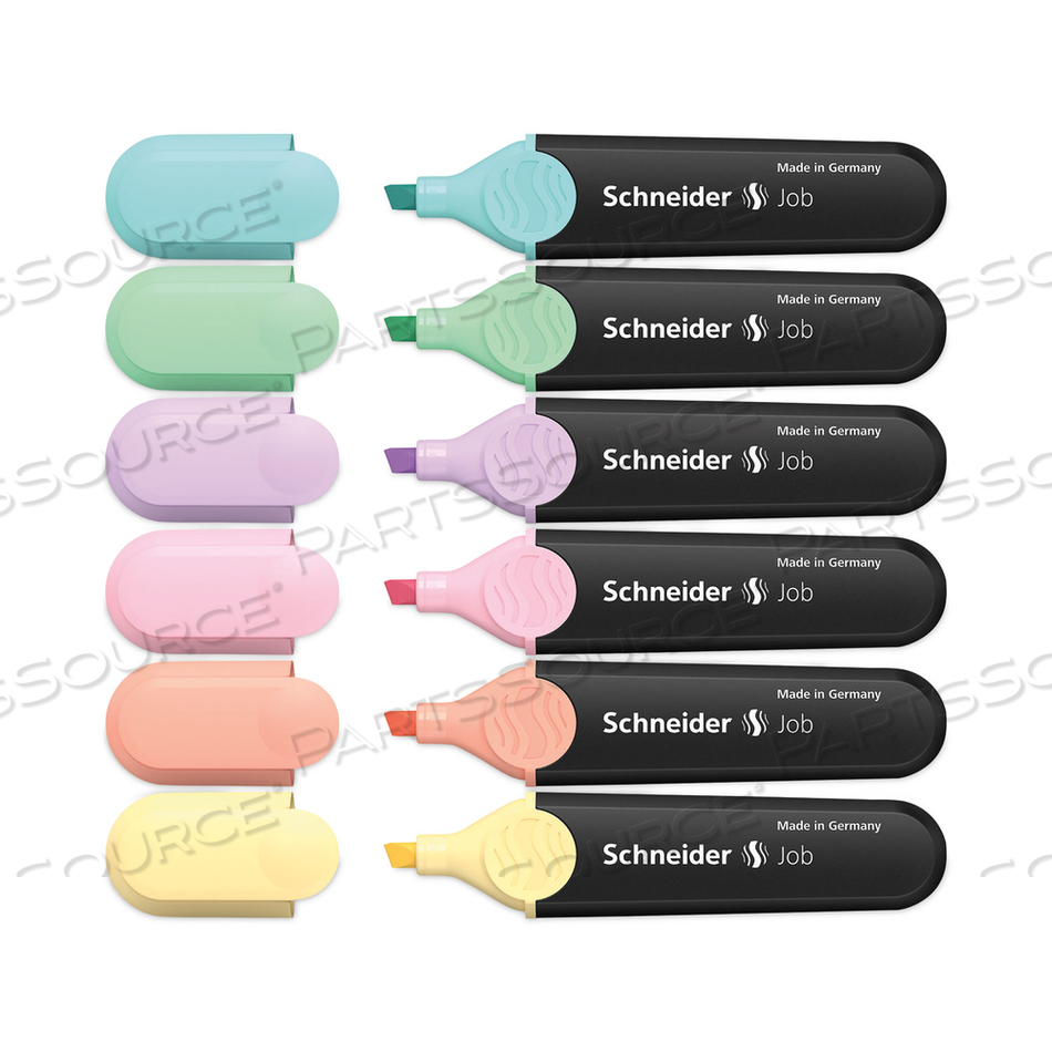 JOB PASTEL HIGHLIGHTERS, CHISEL TIP (1MM/5MM), ASSORTED INK COLORS, BLACK/ASSORTED BARREL COLORS by Schneider JOB PASTEL HIGHLIGHTERS, CHISEL TIP (1MM/5MM), ASSORTED INK COLORS, BLACK/ASSORTED BARREL COLORS by Schneider