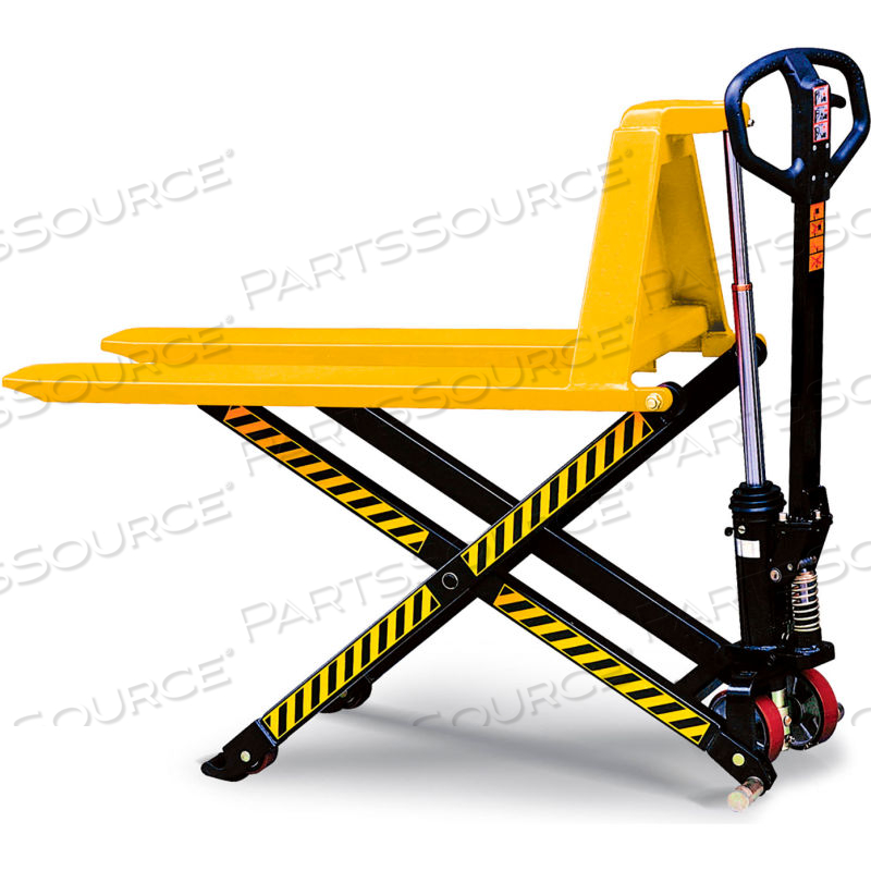 MANUAL HIGH-LIFT SKID JACK TRUCK 3300 LB. CAPACITY 27 X 45 FORKS by Approved Vendor