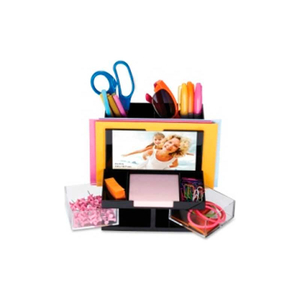 DESK ORGANIZER WITH 9 COMPARTMENTS & 3" X 5" PHOTO FRAME CLEAR by Officemate