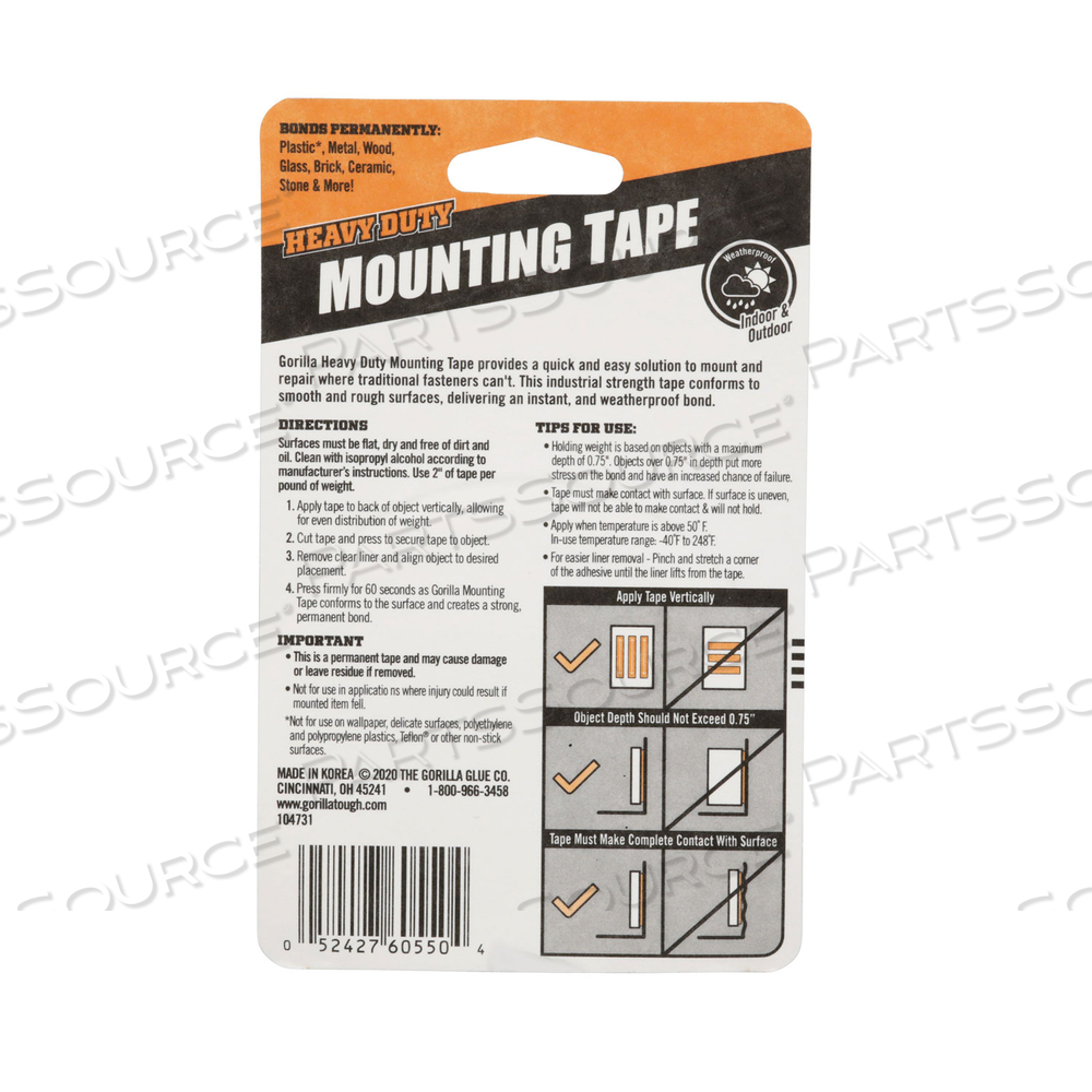 MOUNTING TAPE BLACK 5 FT CONTINUOUS ROLL by Gorilla Glue MOUNTING TAPE BLACK 5 FT CONTINUOUS ROLL by Gorilla Glue