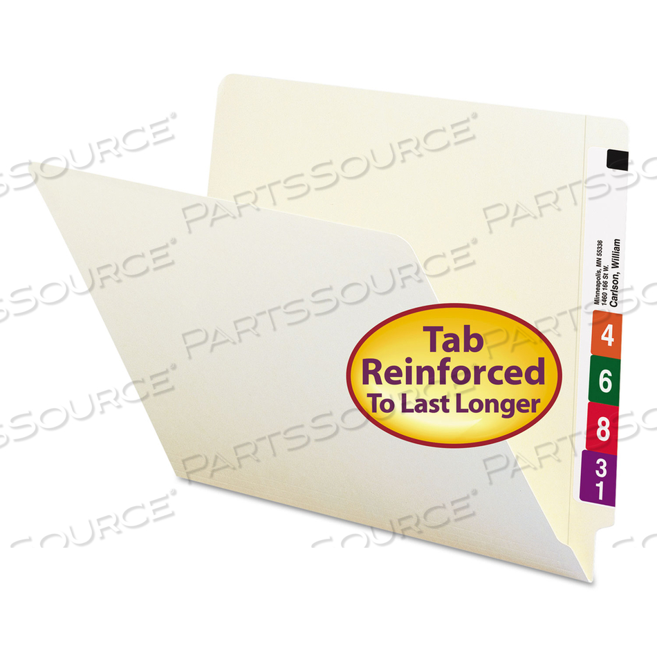 HEAVYWEIGHT MANILA END TAB FOLDERS, 9" HIGH FRONT, STRAIGHT TABS, LETTER SIZE, 0.75" EXPANSION, MANILA by Smead