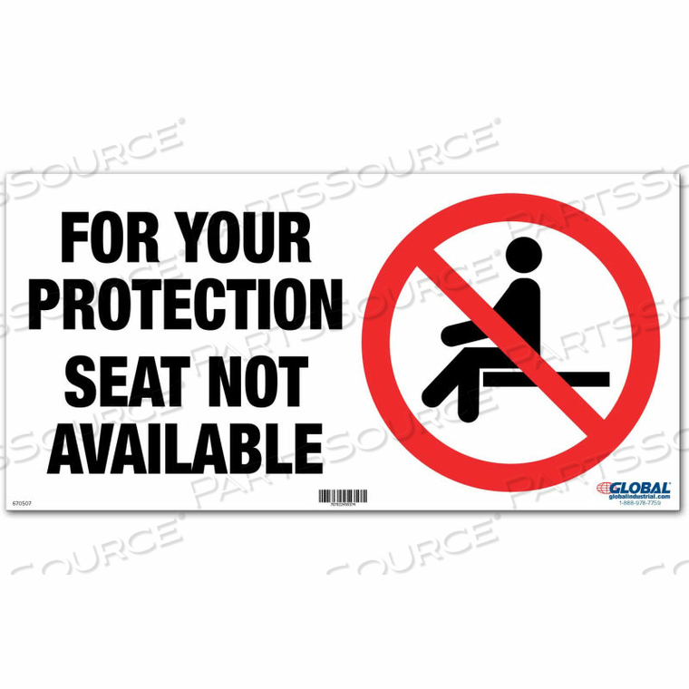 SEAT NOT AVAILABLE ADHESIVE SIGN, 12"W X 6''H, FOR WALL, SEAT OR BENCH by The Magnet Group
