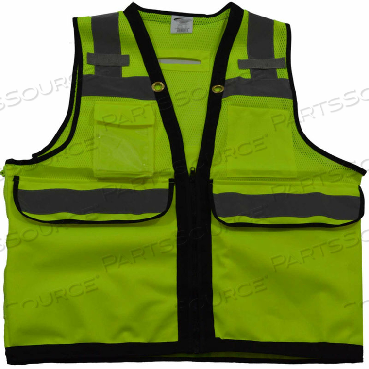 DELUXE 8-POCKET HI-VIZ ANSI CLASS 2 - LIME 5X 