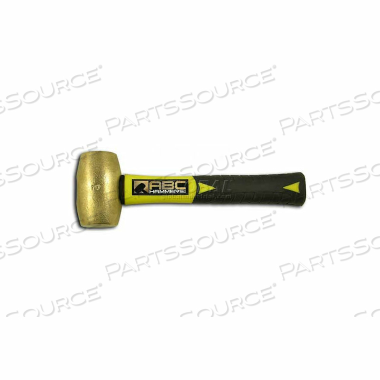 3 LB. NON-SPARKING BRASS HAMMER W/ 15" FIBERGLASS HANDLE 